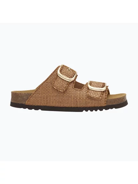 Klapki Scholl Noelle Raffia cognac brązowe