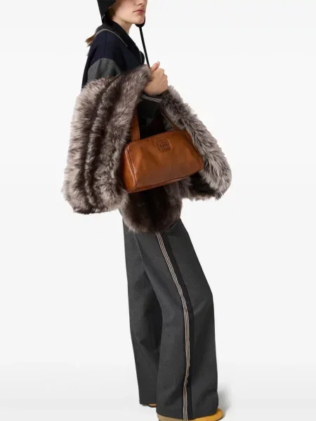 Pantaloni Miu Miu cu dungi tricotate gri