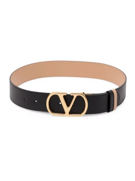 Lniany pasek Valentino czarny