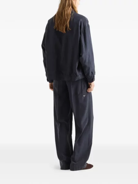 Pantaloni Prada de mătase albastru