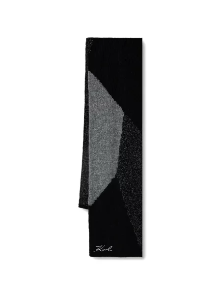 Fular Karl Lagerfeld cu imprimeu geometric negru