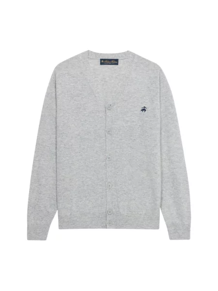 Kardigan Brooks Brothers wełniany z logo szary