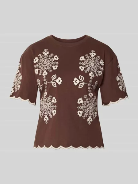 T-shirt z falistym brzegiem i wyhaftowanym motywem Jake*s Casual