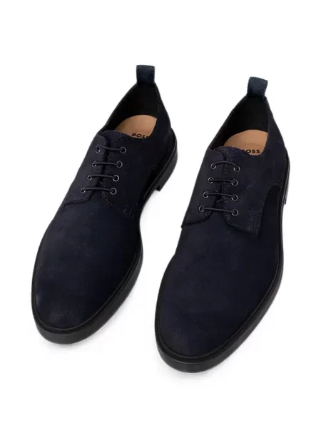 Pantofi derby Boss din piele de căprioară albastru