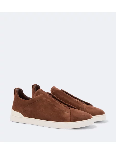 Chiloți Zegna din piele de căprioară slip-on maro