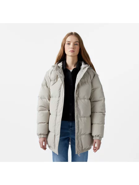 Lacoste Relaxed Fit Pikowana Kurtka Z Kapturem szara