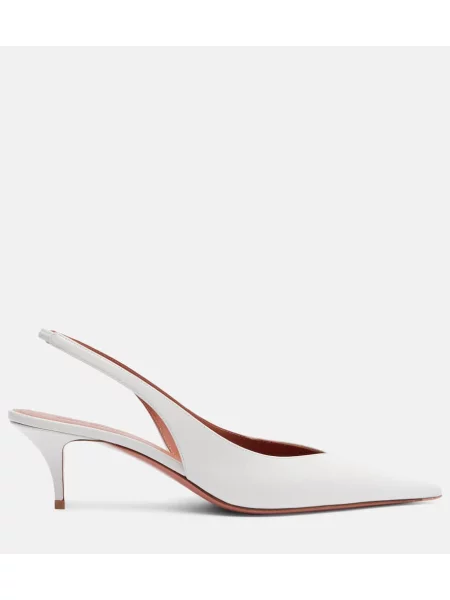 Pantofi cu toc Amina Muaddi din piele slingback alb