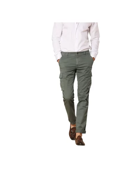 Lniane spodnie cargo Mason's zielone