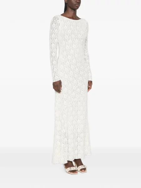 Lung rochie maxi Imperial din dantelă alb