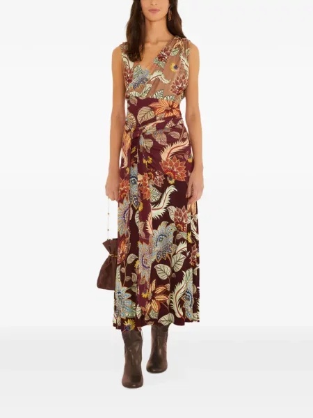 Rochie midi Farm Rio cu model floral maro