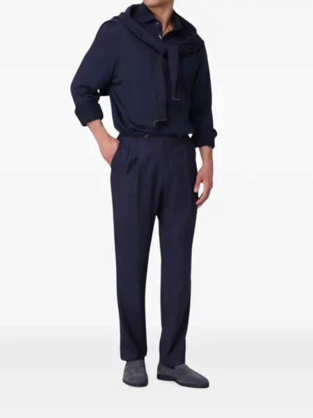 Lung tricou polo Brunello Cucinelli albastru