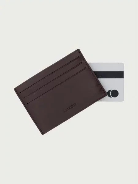 Lacoste etui na karty skórzane brązowy