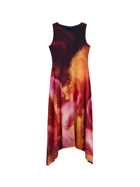 Desigual Rochie maro închis / portocaliu deschis / roz pal / roz pastel roșu