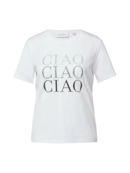 T-shirt z dżerseju z kryształkami biała
