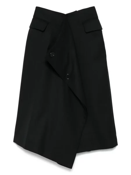 Fustă midi Noir Kei Ninomiya de lână până la genunchi negru