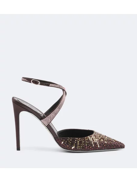 Pantofi cu toc Rene Caovilla din satin maro