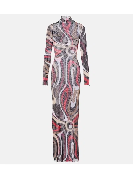 Rochie maxi Pucci cu imagine din jerseu de costum