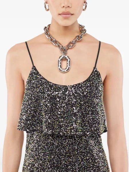 Колие Rabanne с кристали сребристо