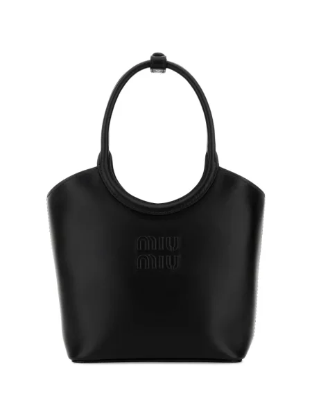 Geantă shopper Miu Miu din piele cu autograf negru