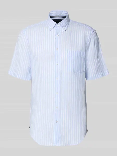 Koszula casual z lnu krój regular fit Christian Berg Men błękitna