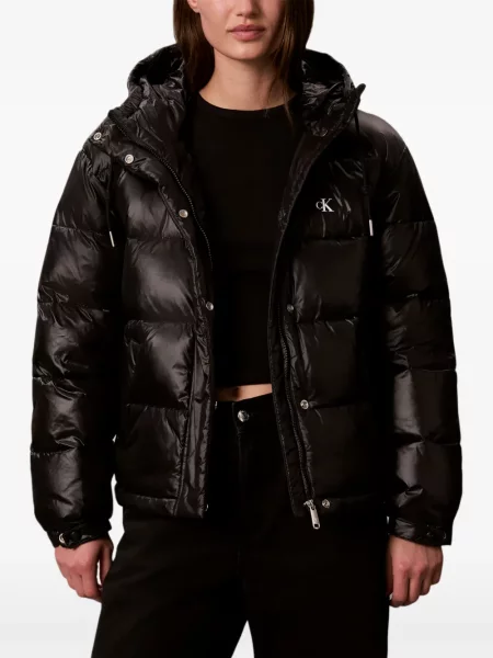 Geacă cu puf Calvin Klein cu glugă negru