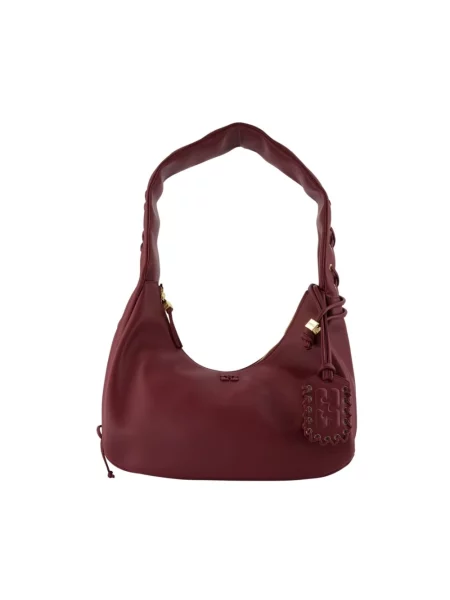 Torebka skórzana Ganni czerwona