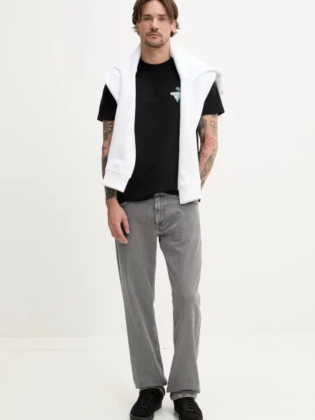 Krótka koszulka Guess Jeans z krótkim rękawem czarna