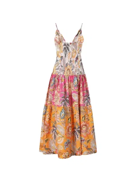 Rochie maxi Farm Rio cu model floral cu imagine roz