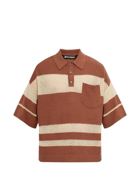 Tricou polo Palm Angels tricotate maro