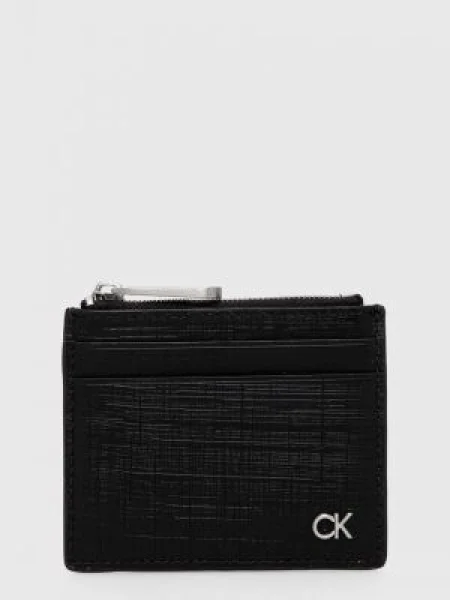 Bőr pénztárca Calvin Klein fekete