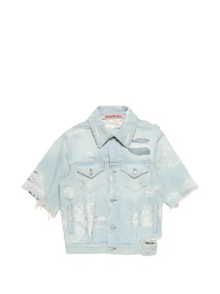 Дънково яке Acne Studios с протрити краища синьо