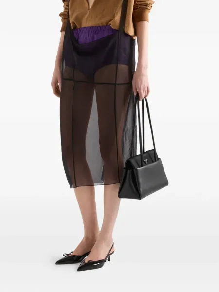 Fustă midi Prada până la genunchi negru