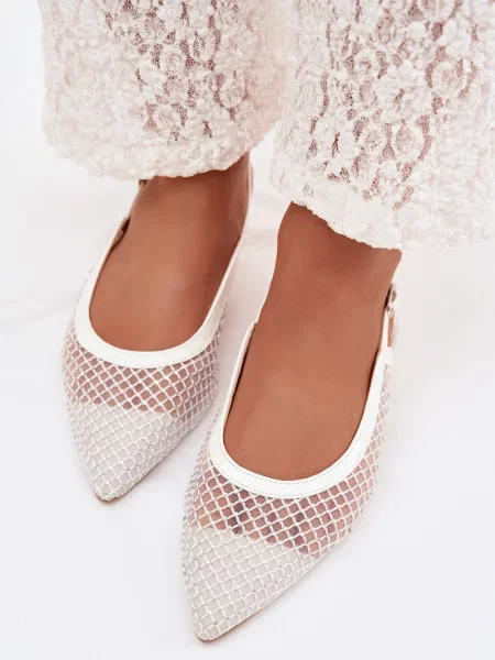Baleríny Boto se síťovinou s otevřenou patou bílé
