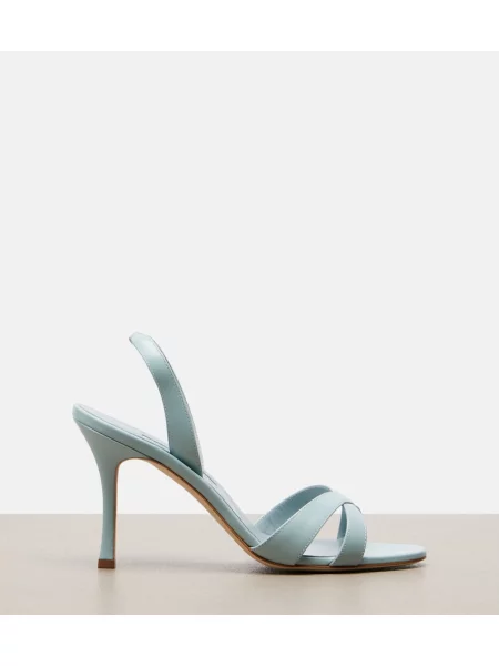 Sandale Manolo Blahnik din piele slingback albastru