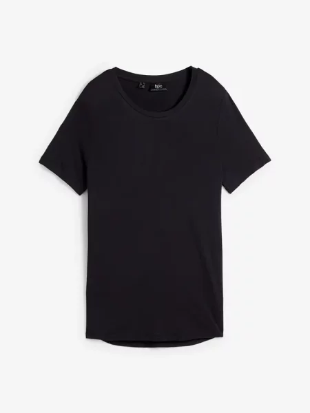 Długi T-shirt z miękkiej czarna