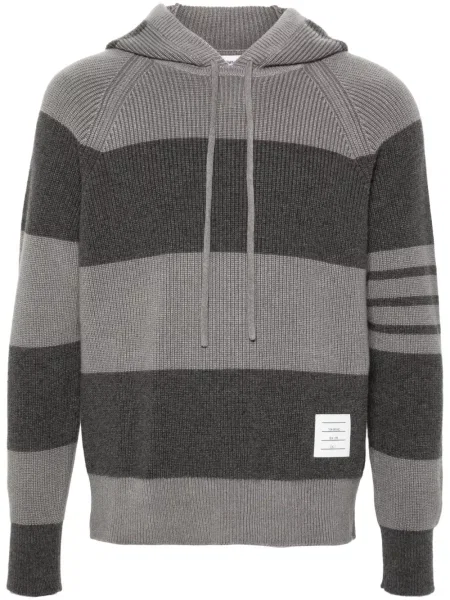 Hanorac cu glugă Thom Browne tricotate gri