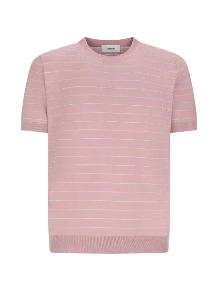 Tricou Lardini cu dungi scurt roz