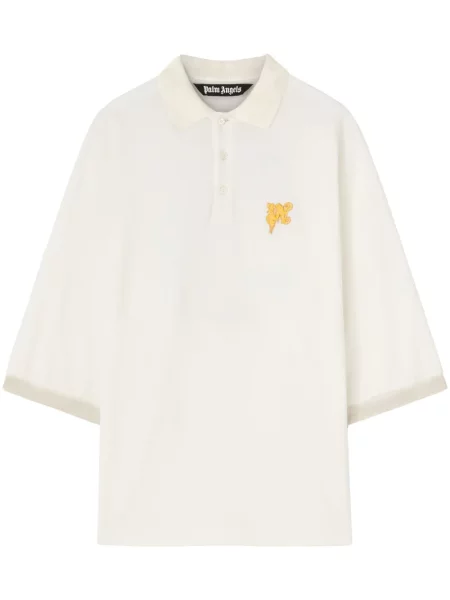 Tricou polo Palm Angels cu imagine alb