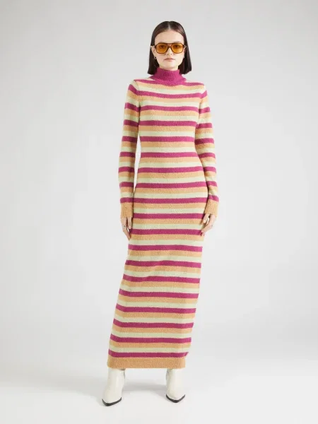 Nasty Gal Rochie tricotat pastel / portocaliu deschis / roz galben