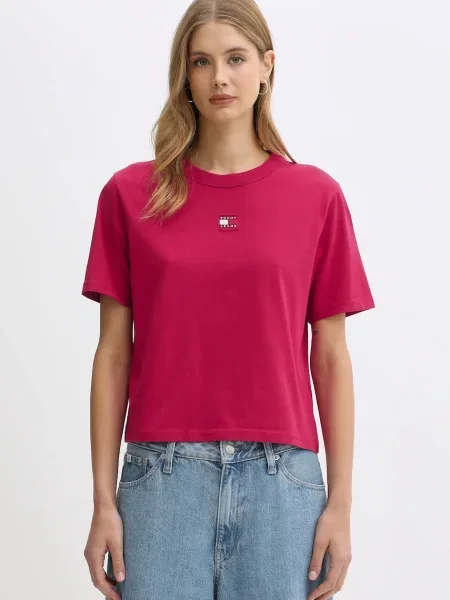 Тениска Tommy Jeans дамска бордо розово
