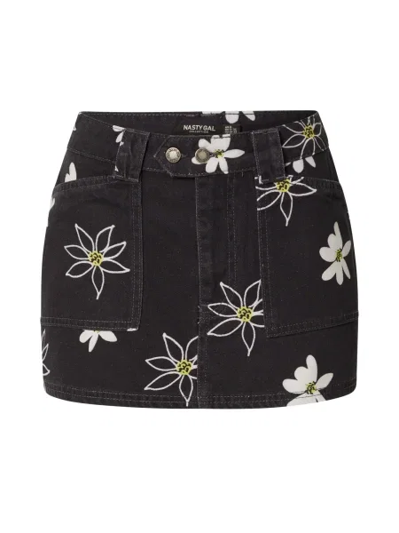 Nasty Gal Fustă galben / negru denim alb