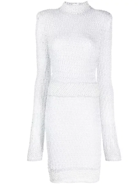 Rochie Balmain cu paiete tricotate de costum alb