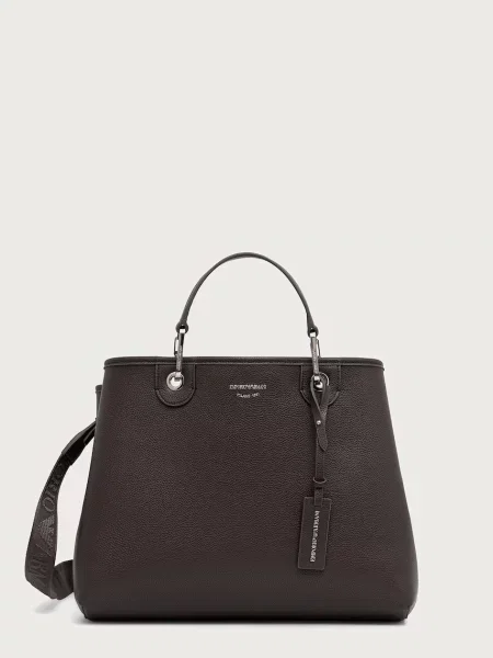 Geantă shopper Emporio Armani din piele maro