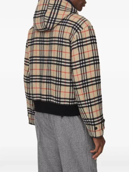 Вълнено яке Burberry с качулка черно