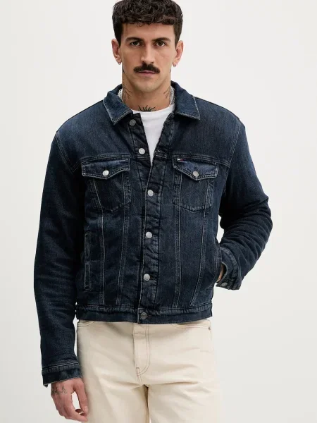 Tommy Jeans geacă jeans bleumarin de tranziție