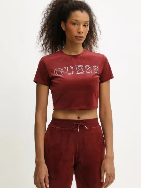 Тениска Guess винено червено