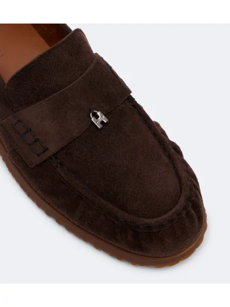 Pantofi loafer Hogan din piele de căprioară maro