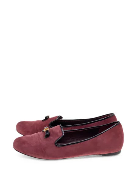 Pantofi loafer Tory Burch cu funde din piele de căprioară roșu