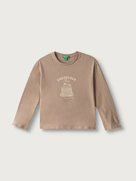 United Colors of Benetton tričko s dlhým rukávom detské hnedá