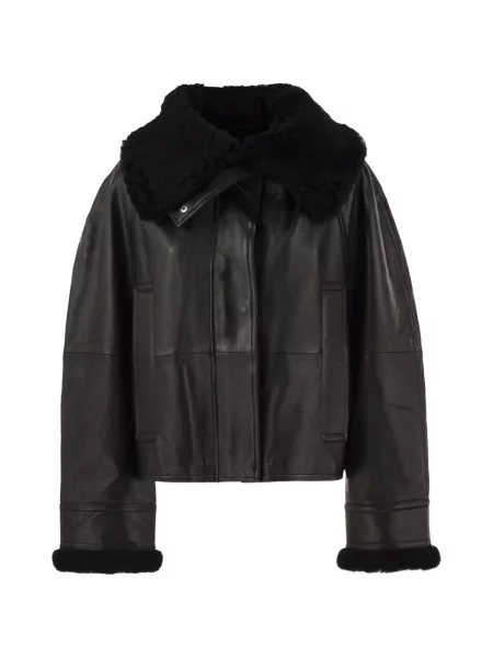 Gulerat geanta de piele Sportmax negru